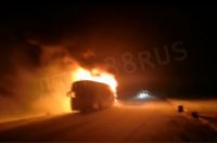 Пассажирский автобус загорелся на ходу в Тулунском районе