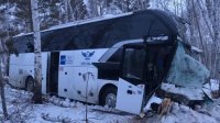 В Заларинском районе рейсовый автобус съехал с трассы в лесной массив